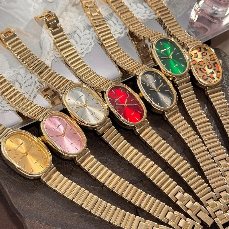 Oval Small Dial Bamboo Strap Wrist Watch