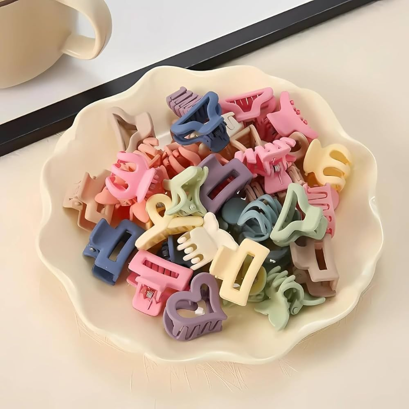 Solid Color Mix Hair Claw Clip Set (6 Pcs)