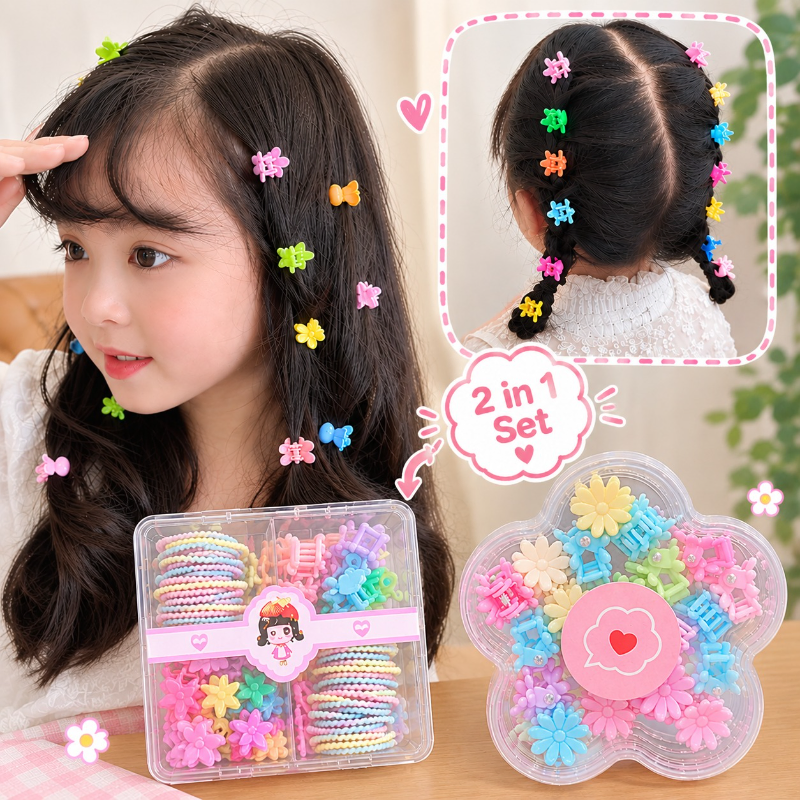 Cute Hair Ties and Hair Clips Accessories Set