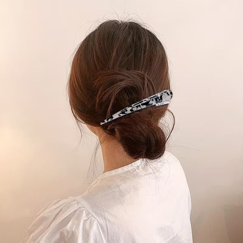 Floral Printed Acrylic Duckbill Hair Clips (2 Pcs)