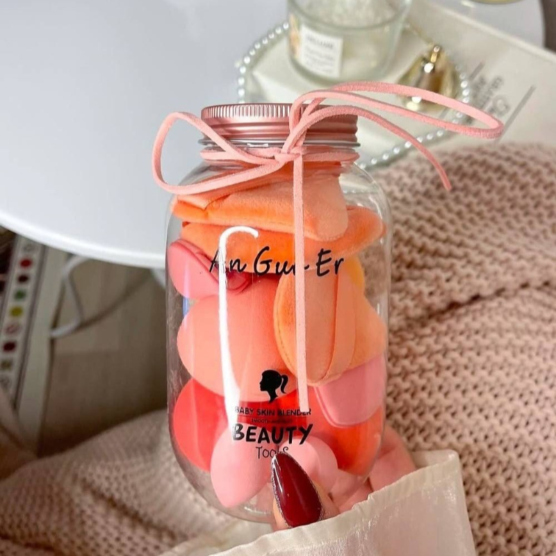 Beauty Makeup Sponge Set Jar (14 Pcs)