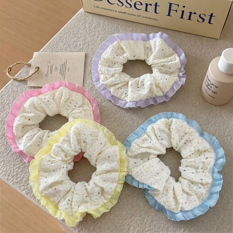 Elegant Lace Mesh Hair Scrunchie ( 2 Pcs)