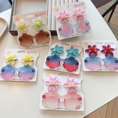 Baby Girls Summer Sunglasses Hair Clip Set