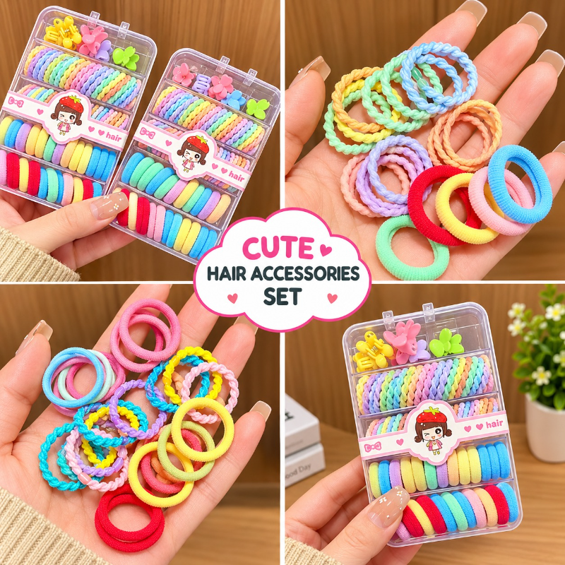 Cute Kids Hair Accessory Set (1 Box)