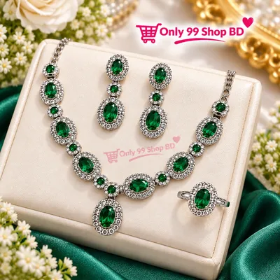 5 Pcs Luxurious Diamond Cut  Stone Jewellery Set