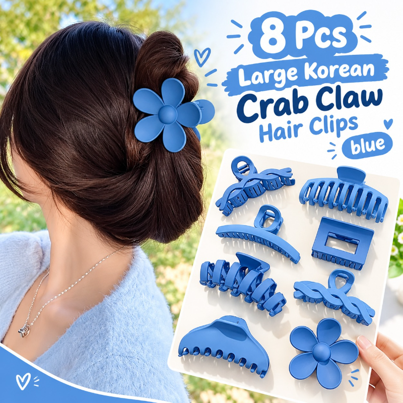 8 Pcs Large Korean Crab Claw Hair Clips