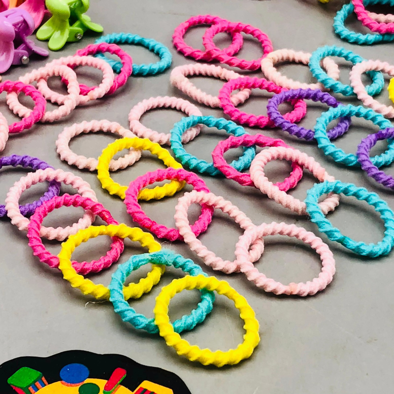 Colorful Mini Hair Ties & Claw Clips Bottle (1 Pc)