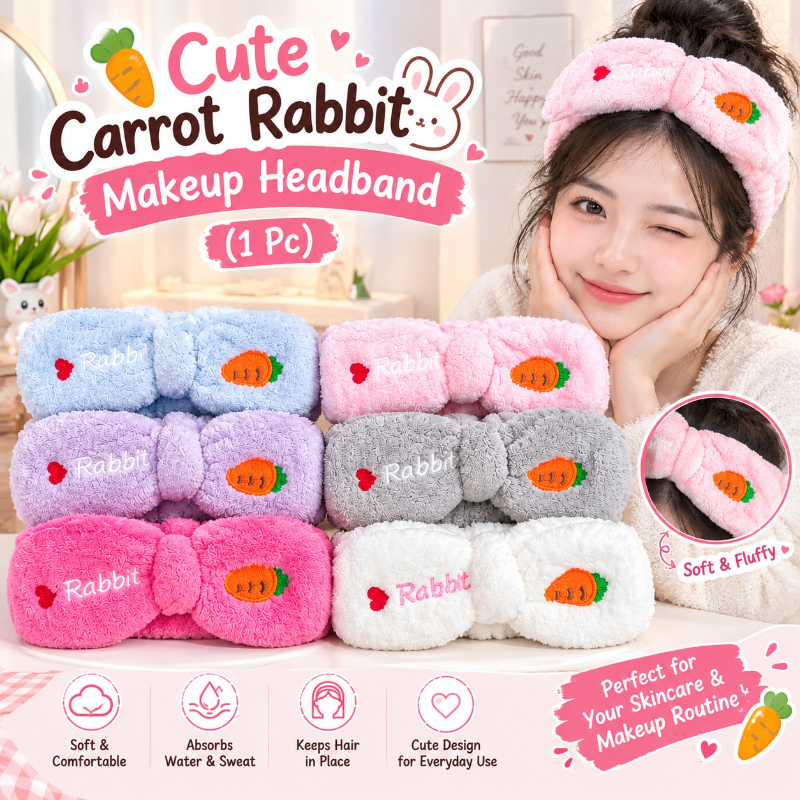 Cute Carrot Rabbit Makeup Headband (1 Pc)