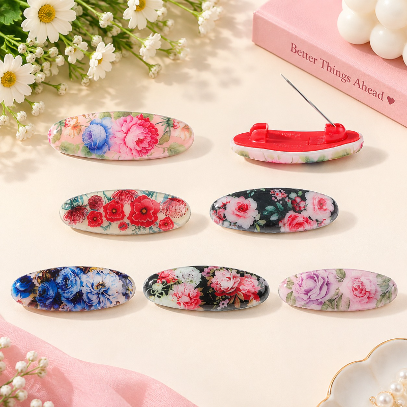 8 Pcs Flower Motifs Elegant Hijab Pins