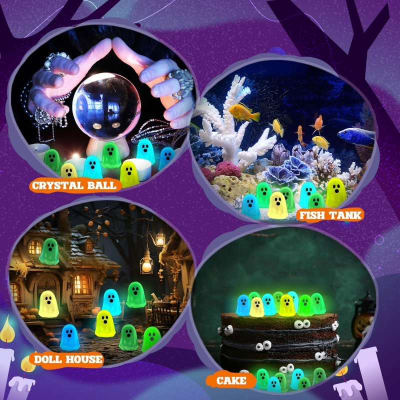 Cute Ghost Glow-in-the-Dark Resin Miniature (10 Pcs)