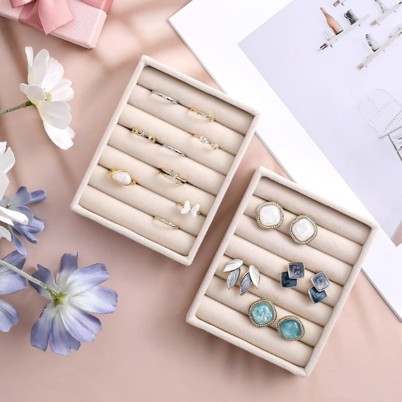 Velvet Jewelry Organizer Tray Box (1 Pc)