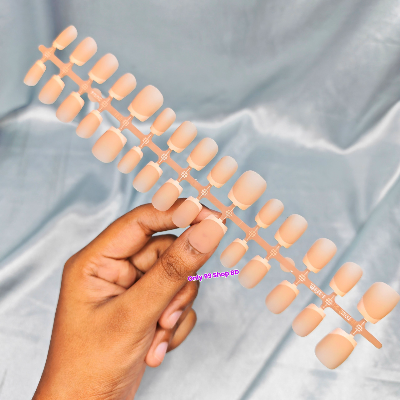 Matte Nude Short French Square press-on nails (30 Pcs)