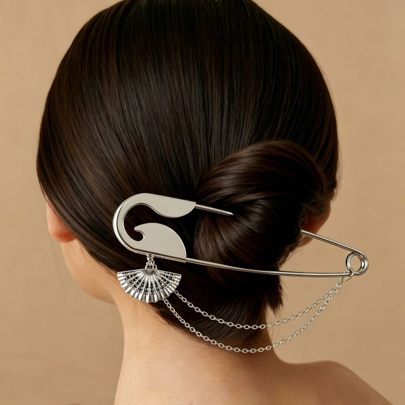 Large Tassle Safety Pin Hairclip (1 Pc)