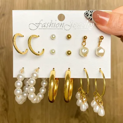 7 Pairs Classic Hoop & Stud Earring Set