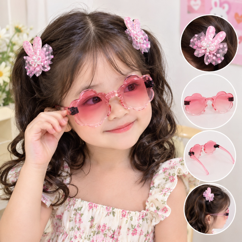Baby Girls Sunglass & Clip Set 