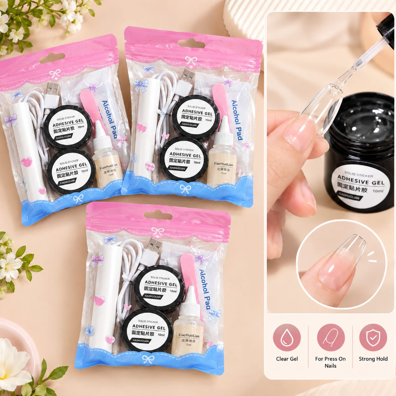 Solid Adhesive Glue Gel Nail Tool Kit Set