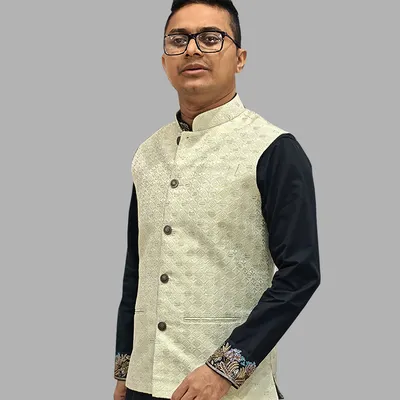 Mint Green Jacquard Waistcoat 