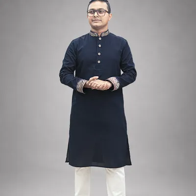 Navy Blue Zardozi Panjabi