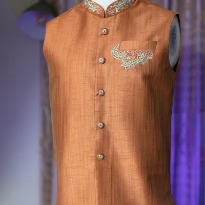 Bronze Zardozi Waistcoat
