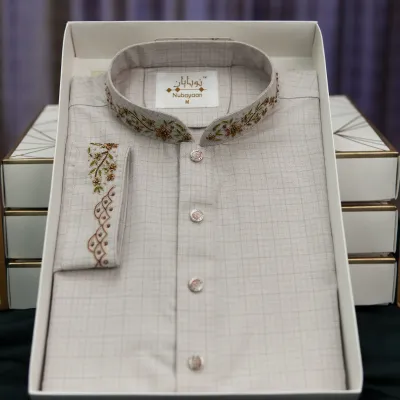 Ivory Cream Karchupi Panjabi