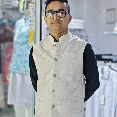 Ivory Jacquard Waistcoat