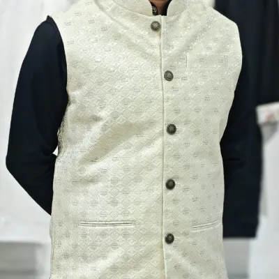 Mint Green Jacquard Waistcoat 