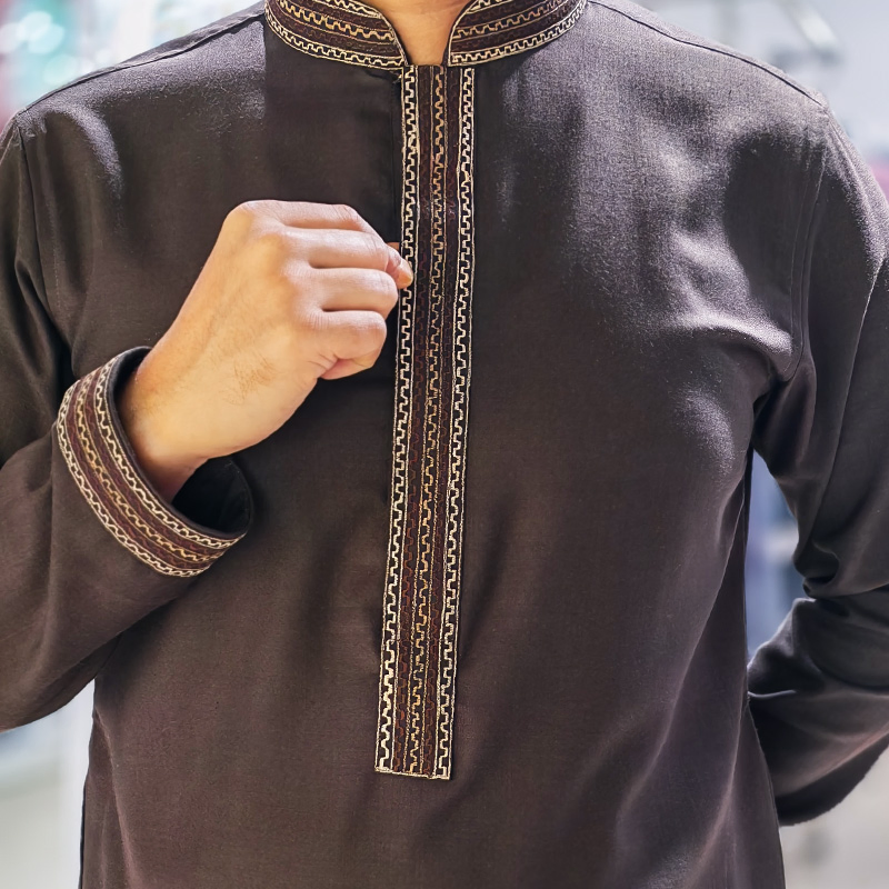 Espresso Embroidered Panjabi