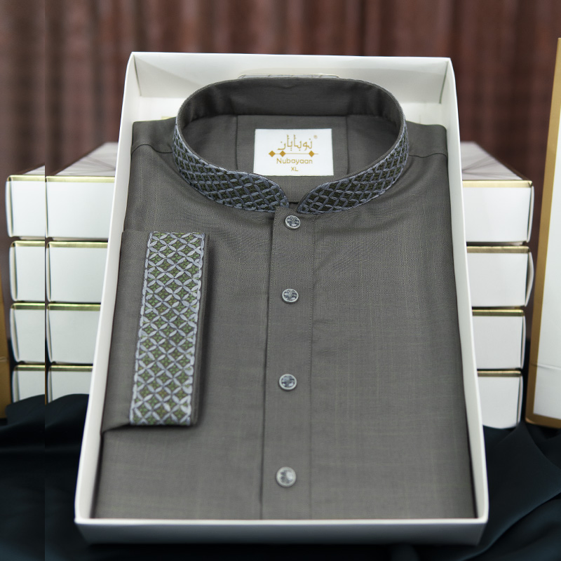 Smoke Grey Embroidered Panjabi