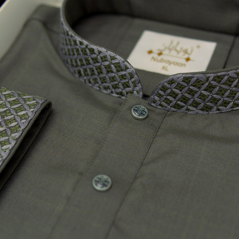 Smoke Grey Embroidered Panjabi