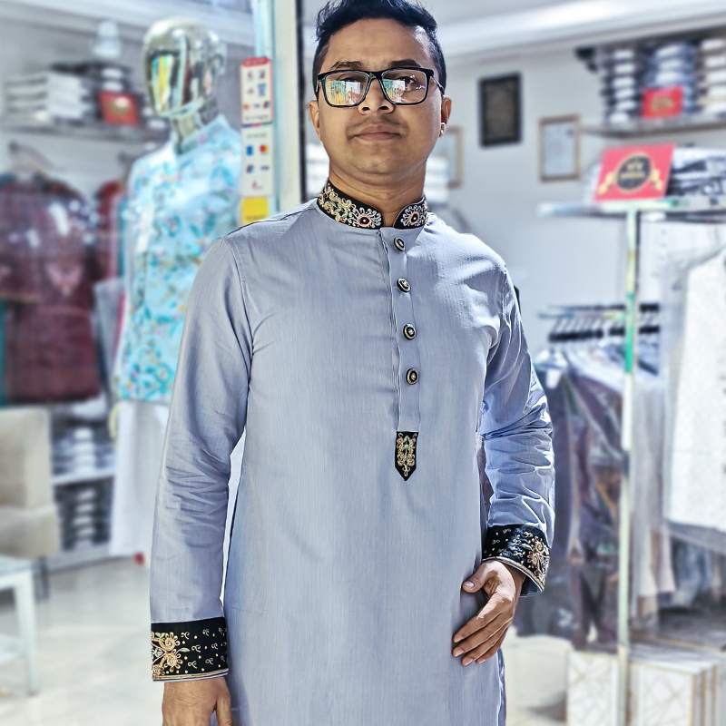 Sky Blue Zardozi Panjabi 