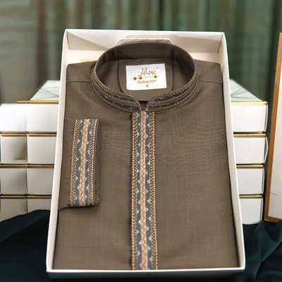 Umber Brown Embroidered Panjabi