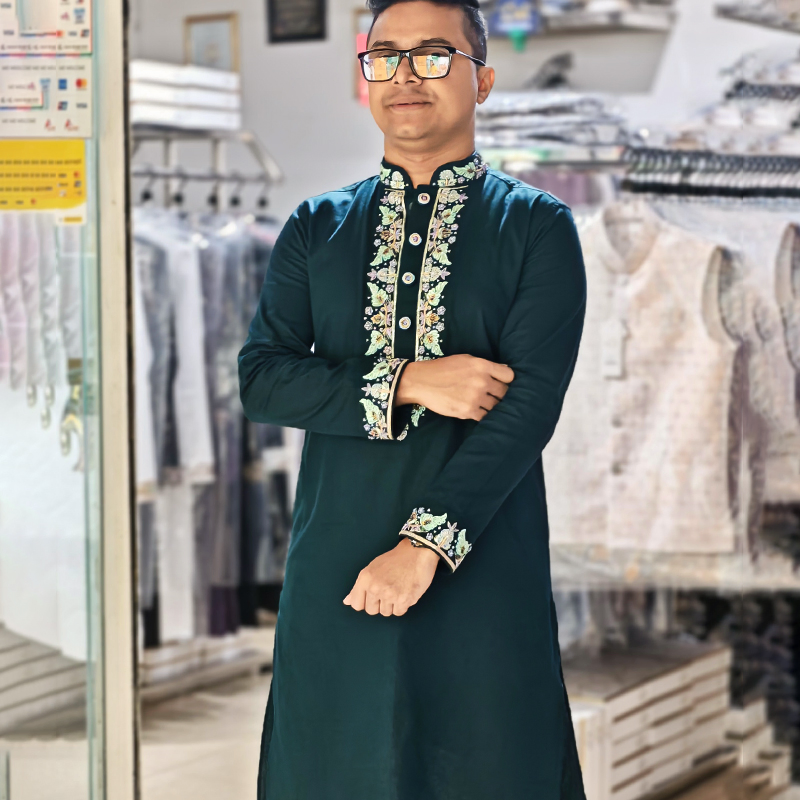 Forest Green Zardozi Panjabi 