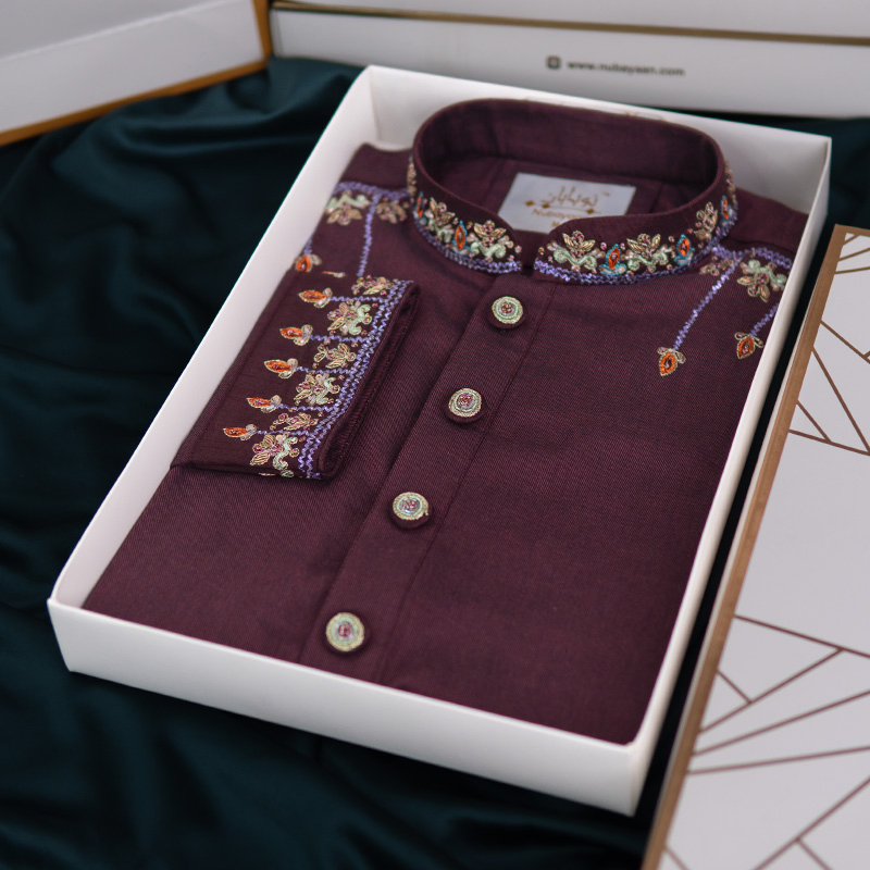 Burn Red Zardozi Panjabi 