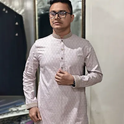 Oyster Embroidered Panjabi