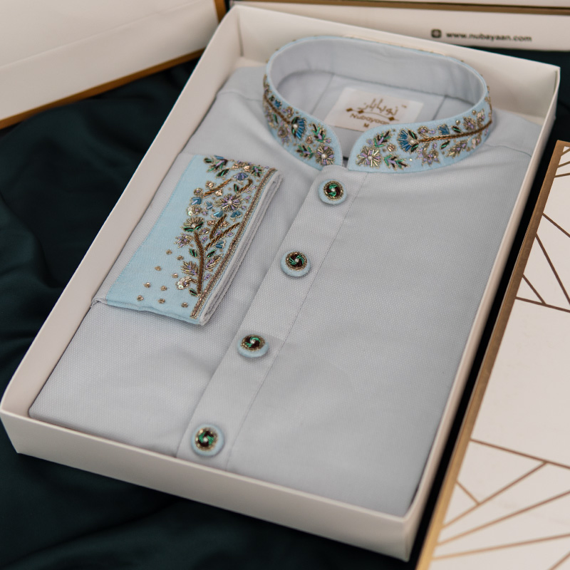 Ice Blue Zardozi Panjabi 