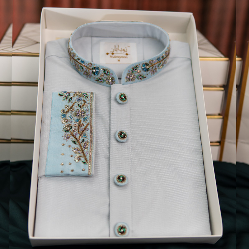 Ice Blue Zardozi Panjabi 