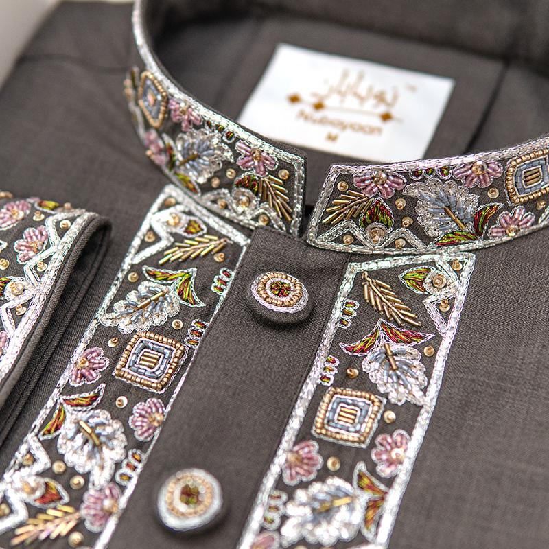 Iron Grey Zardozi Panjabi