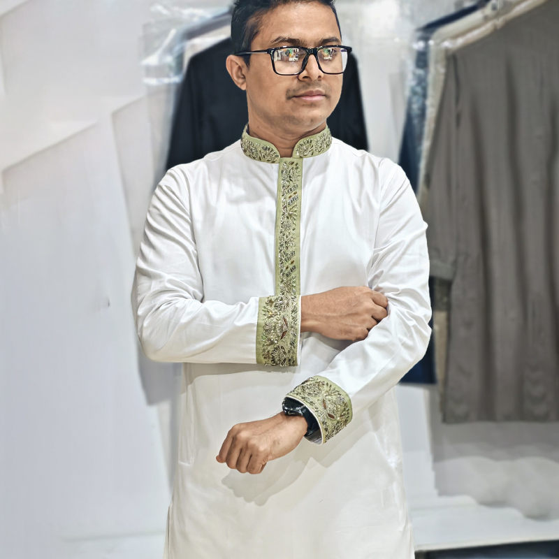 White Zardozi Panjabi 