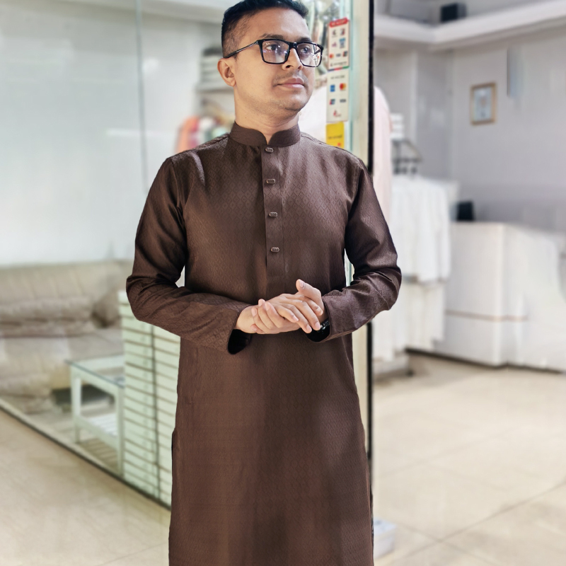 Coffee brown Solid Panjabi