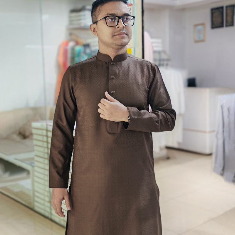 Coffee brown Solid Panjabi