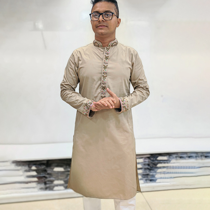 Premium Khaki Zardozi Panjabi