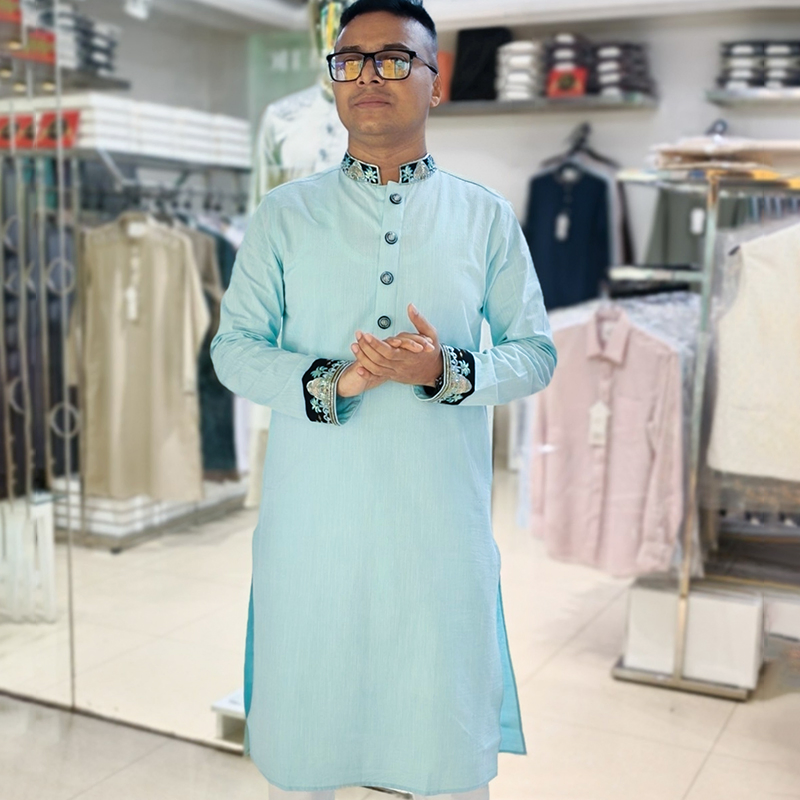Electric Blue Zardozi panjabi