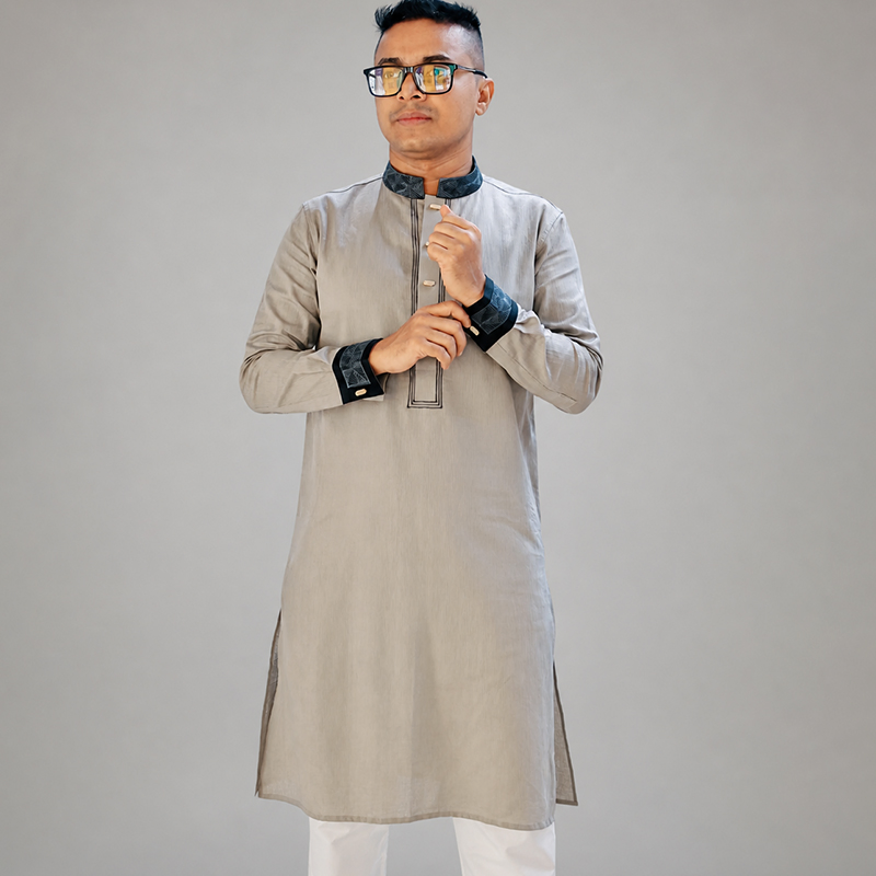 Cloud Grey Embroidery Panjabi