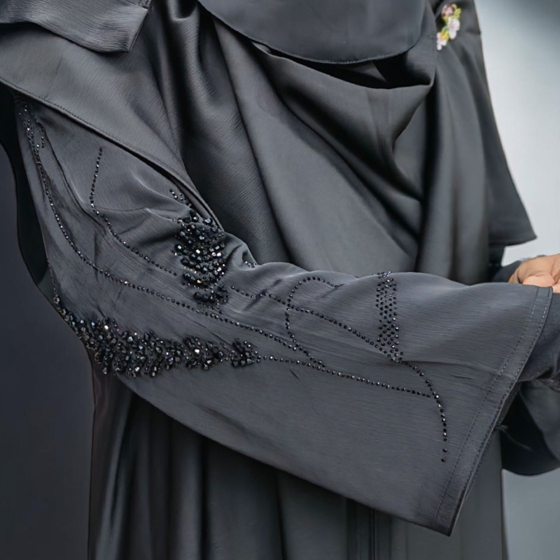 Black Crystal Abaya with Hijab