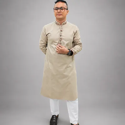 Premium Khaki Zardozi Panjabi