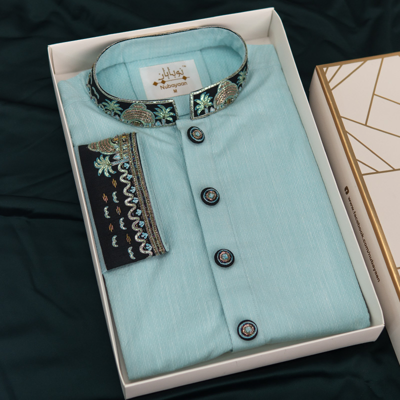 Electric Blue Zardozi panjabi