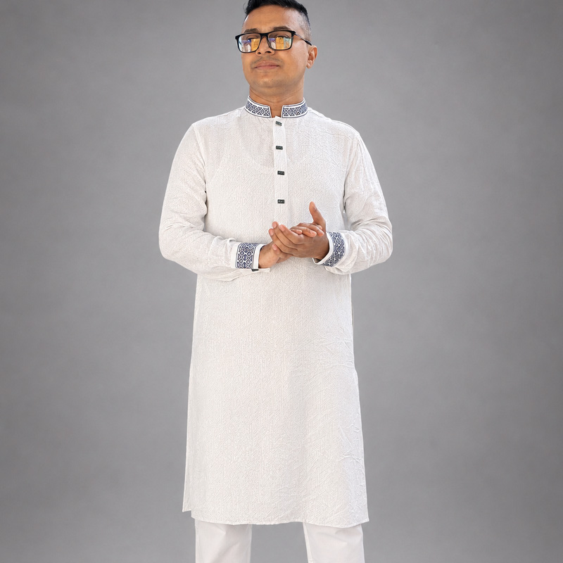 Minimal Geo White Panjabi