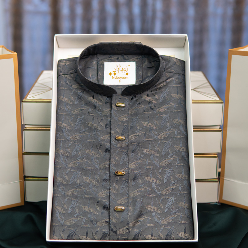 Slate Leaf Jacquard Panjabi