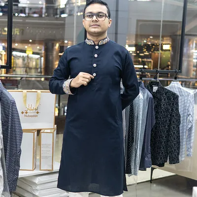 Navy Blue Zardozi Panjabi