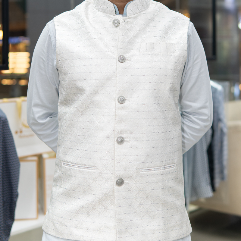 Ivory Jacquard Waistcoat